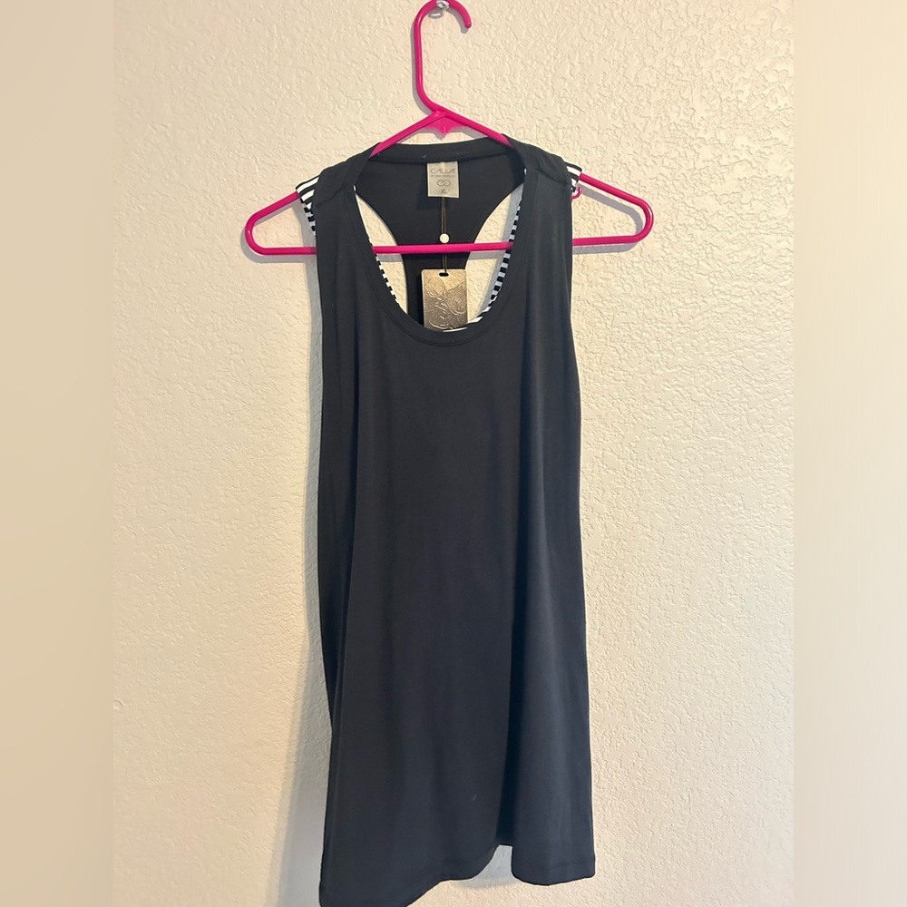 NWT Calia by Carrie Underwood black strap muscle tank yoga top size XL